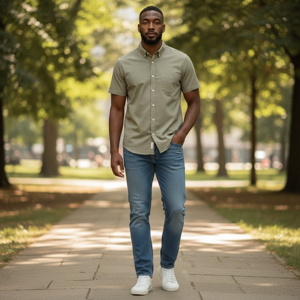 Buck Mason Vetiver Draped Twill SS One Pocket Shirt Olive Green BM13146.137VTVS